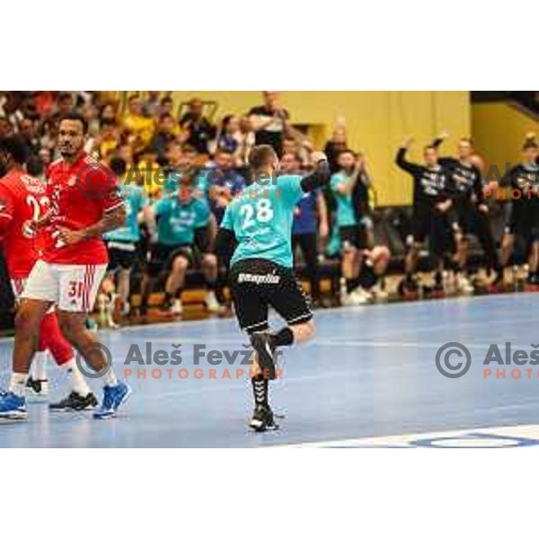 Timotej Grmšek in action during fourth-final of EHF Cup handball match between Gorenje Velenje (SLO) and SL Benfica (POR) in Red Hall, Velenje, Slovenia on May 3, 2022