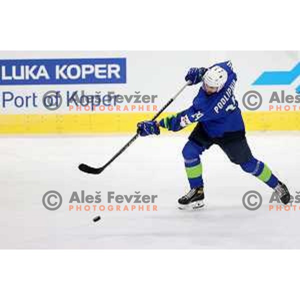 Matic Podlipnik in action during IIHF Ice-hockey World Championship 2022 division I group A match between Slovenia and Lithuania in Ljubljana, Slovenia on May 3, 2022