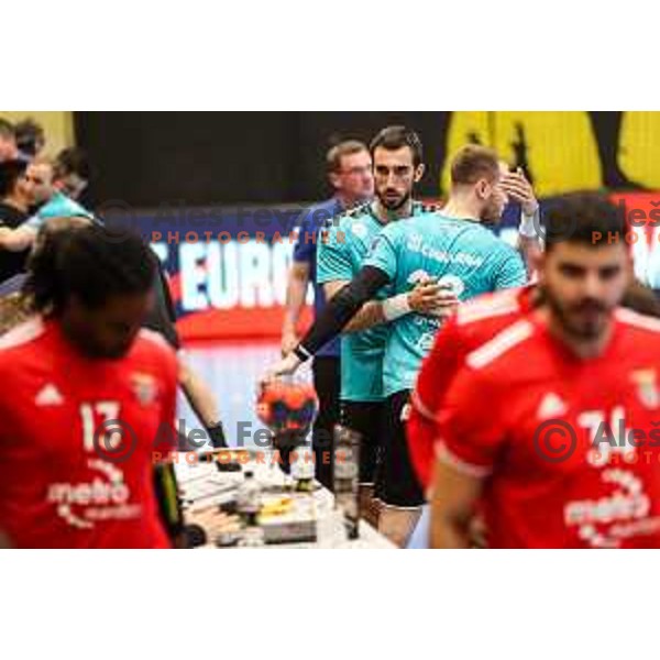 Ibrahim Haseljic in action during fourth-final of EHF Cup handball match between Gorenje Velenje (SLO) and SL Benfica (POR) in Red Hall, Velenje, Slovenia on May 3, 2022