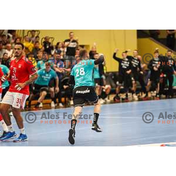 Timotej Grmšek in action during fourth-final of EHF Cup handball match between Gorenje Velenje (SLO) and SL Benfica (POR) in Red Hall, Velenje, Slovenia on May 3, 2022