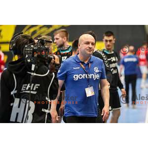 Gregor Cudic in action during fourth-final of EHF Cup handball match between Gorenje Velenje (SLO) and SL Benfica (POR) in Red Hall, Velenje, Slovenia on May 3, 2022