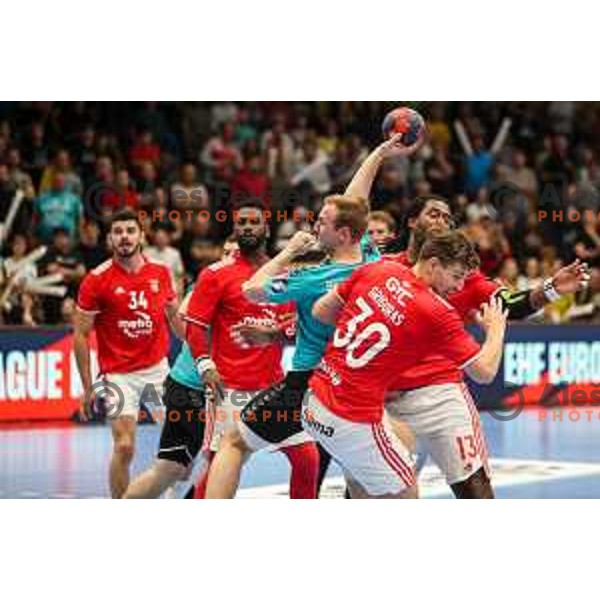 Domen Tajnik in action during fourth-final of EHF Cup handball match between Gorenje Velenje (SLO) and SL Benfica (POR) in Red Hall, Velenje, Slovenia on May 3, 2022
