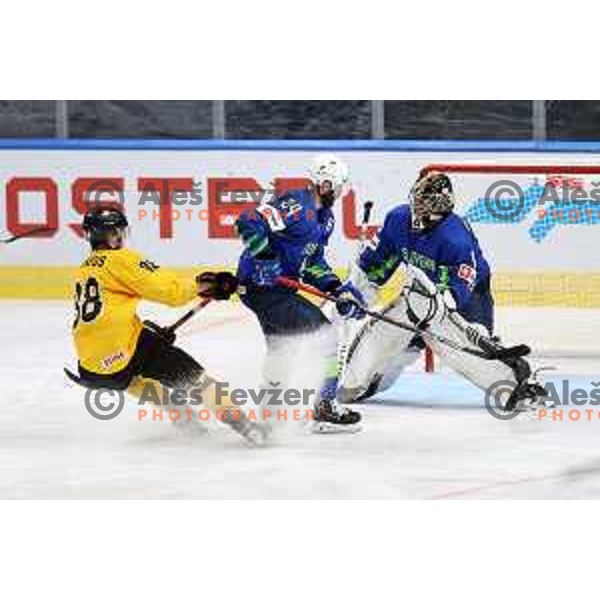 Matija Pintaric in action during IIHF Ice-hockey World Championship 2022 division I group A match between Slovenia and Lithuania in Ljubljana, Slovenia on May 3, 2022
