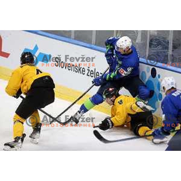 Luka Maver in action during IIHF Ice-hockey World Championship 2022 division I group A match between Slovenia and Lithuania in Ljubljana, Slovenia on May 3, 2022 