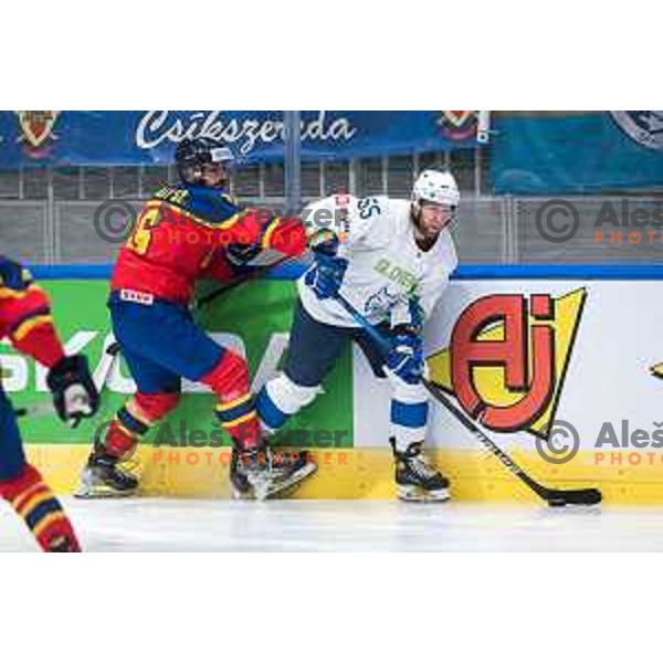 Robert Sabolic in action during IIHF Ice-hockey World Championship 2022 division I group A match between Slovenia and Romania in Ljubljana, Slovenia on May 4, 2022
