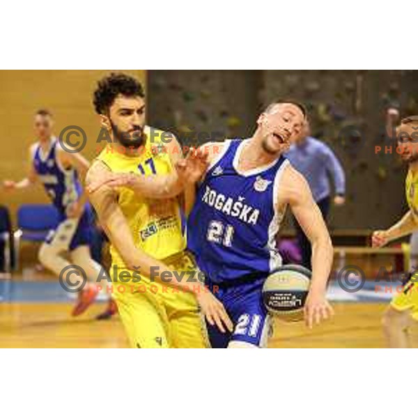 in action during first game of quarter-final of Nova KBM league between Sencur GGD and Rogaska in Sencur, Slovenia on May 4, 2022