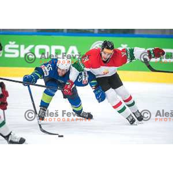 Robert Sabolic in action during IIHF Ice-hockey World Championship 2022 division I group A match between Slovenia and Hungary in Ljubljana, Slovenia on May 6, 2022