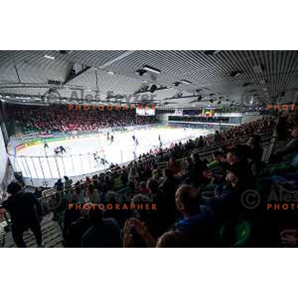 in action during IIHF Ice-hockey World Championship 2022 division I group A match between Slovenia and Hungary in Ljubljana, Slovenia on May 6, 2022