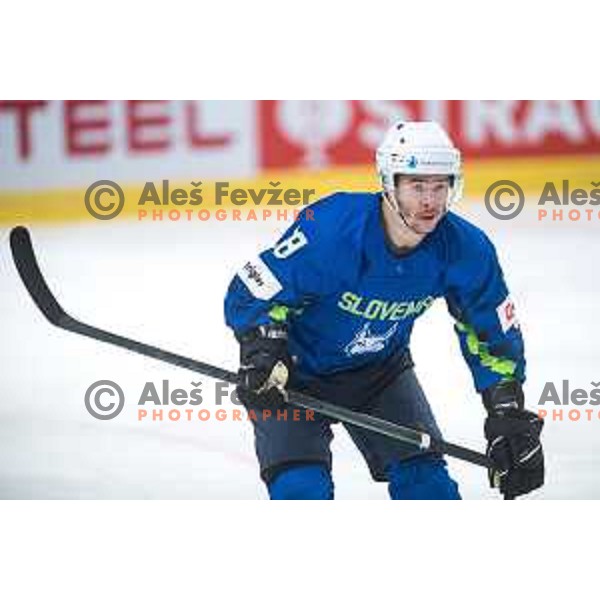 Ken Ograjensek in action during IIHF Ice-hockey World Championship 2022 division I group A match between Slovenia and Hungary in Ljubljana, Slovenia on May 6, 2022