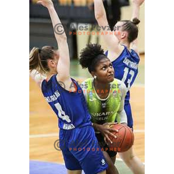 Isabela Ramona Lyra Macedo in action during first game of the Final of 1.SKL league Women between Cinkarna Celje and Triglav in Celje, Slovenia on May 6, 2022