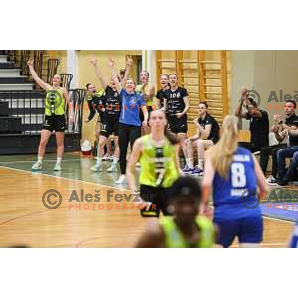 in action during first game of the Final of 1.SKL league Women between Cinkarna Celje and Triglav in Celje, Slovenia on May 6, 2022