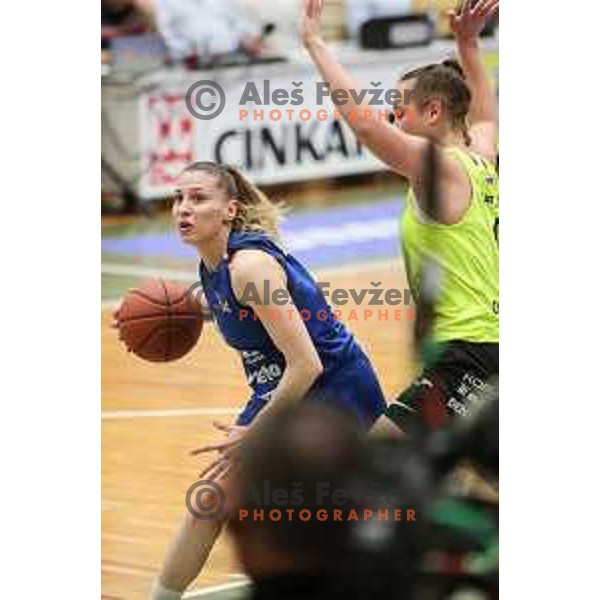 Rebeka Abramovic in action during first game of the Final of 1.SKL league Women between Cinkarna Celje and Triglav in Celje, Slovenia on May 6, 2022