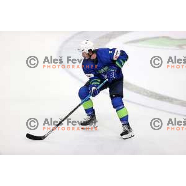 Ziga Jeglic in action during IIHF Ice-hockey World Championship 2022 division I group A match between Slovenia and South Korea in Ljubljana, Slovenia on May 8, 2022