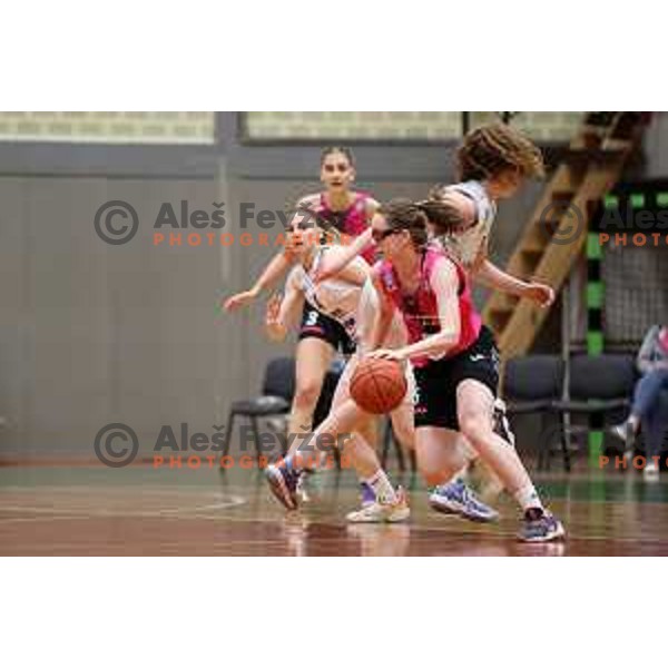 Blaza Ceh in action during Final of 1.SKL Women basketball match between Triglav and Cinkarna Celje in Kranj, Slovenia on May 8, 2022