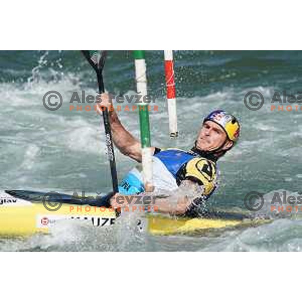 Peter Kauzer of Slovenia, Olympic silver medalist in K-1 during practice session in Tacen World Cup course in Ljubljana on May 12, 2022