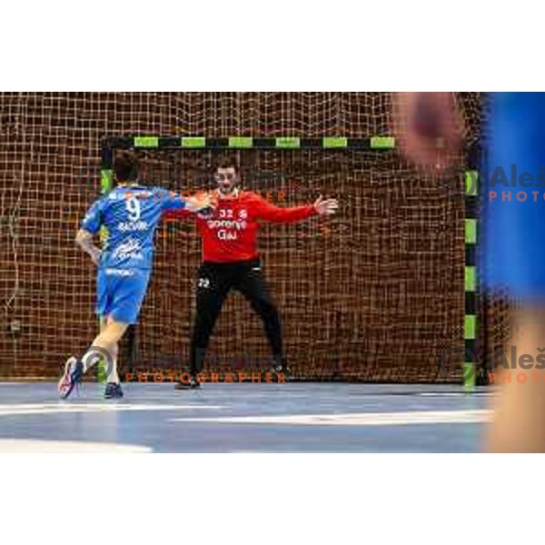 Emir Taletovic in action during semi final of Slovenian handball cup match between Gorenje Velenje and Celje Pivovarna Lasko in Slovenj Gradec, Slovenia on May 14, 2022