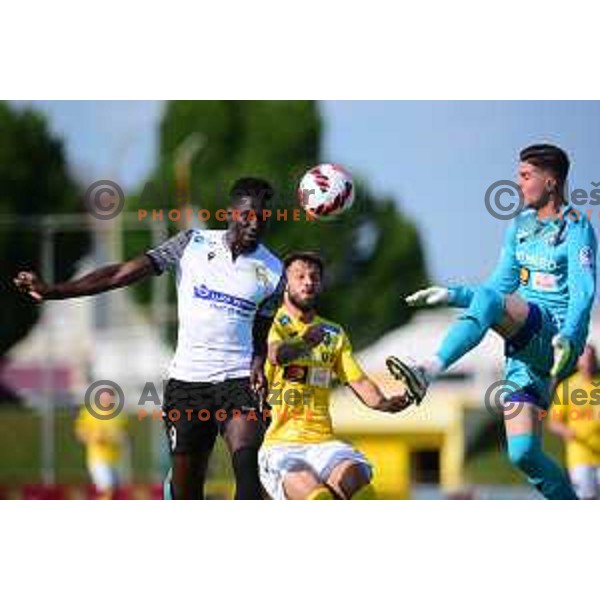 Lamin Colley in action during Prva Liga Telemach football match between Bravo and Koper in Ljubljana, Slovenia on May 22, 2022