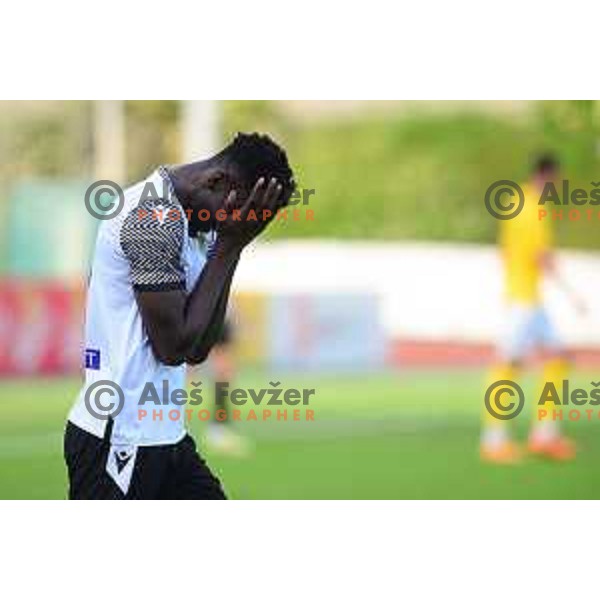 Lamin Colley in action during Prva Liga Telemach football match between Bravo and Koper in Ljubljana, Slovenia on May 22, 2022