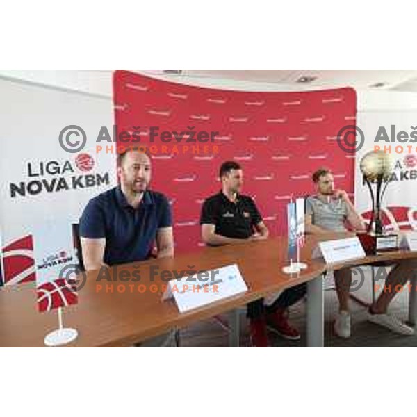 Dejan Jakara, Blaz Mahkovic and Jaka Blazic at KZS press conference before The Final of Nova KBM leauge in Ljubljana, Slovenia on May 24, 2022