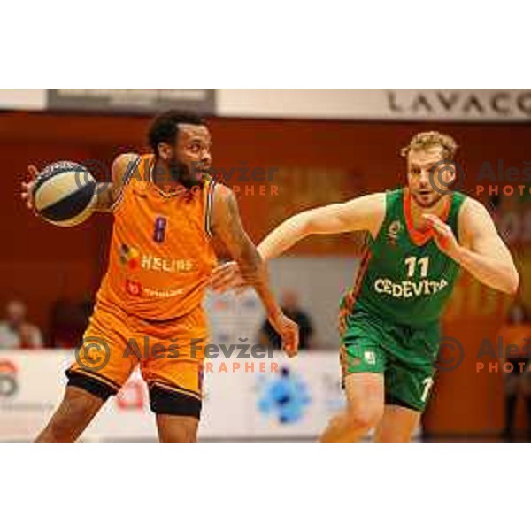 Carlbee Ervin and Jaka Blazic in action during Final of Nova KBM league first match between Helios Suns-Cedevita Olimpija in Domzale, Slovenia on May 25, 2022