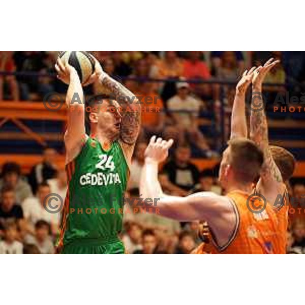 Alen Omic in action during Final of Nova KBM league first match between Helios Suns-Cedevita Olimpija in Domzale, Slovenia on May 25, 2022