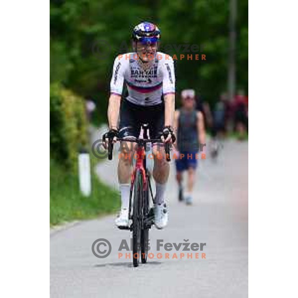 Matej Mohoric as spectator on the bike during Giro d’Italia 19.stage at Kolovrat in Slovenia on May 27, 2022