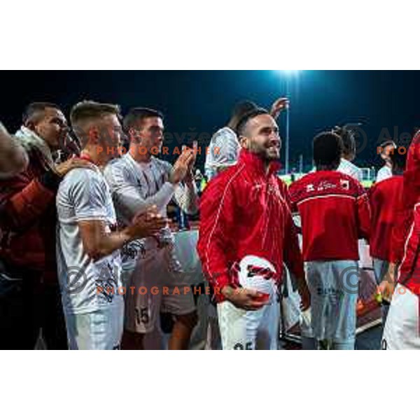 Players of Tabor CB 24 celebrate victory in Qualification match for Prva liga Telemach between Triglav and Tabor CB 24 in Kranj, Slovenia on May 29, 2022 