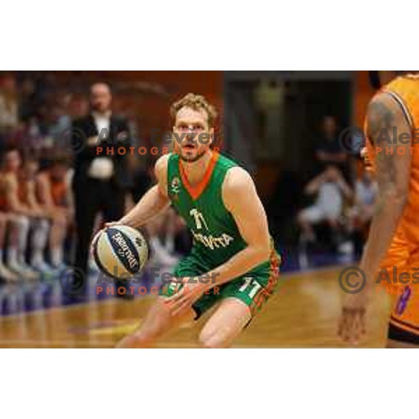 Jaka Blazic in action during Final of Nova KBM league third match between Helios Suns and Cedevita Olimpija in Domzale, Slovenia on May 31, 2022