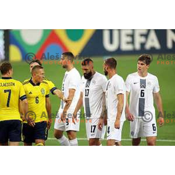 action during UEFA Nations league football match between Slovenia and Sweden in SRC Stozice, Ljubljana, Slovenia on June 2, 2022