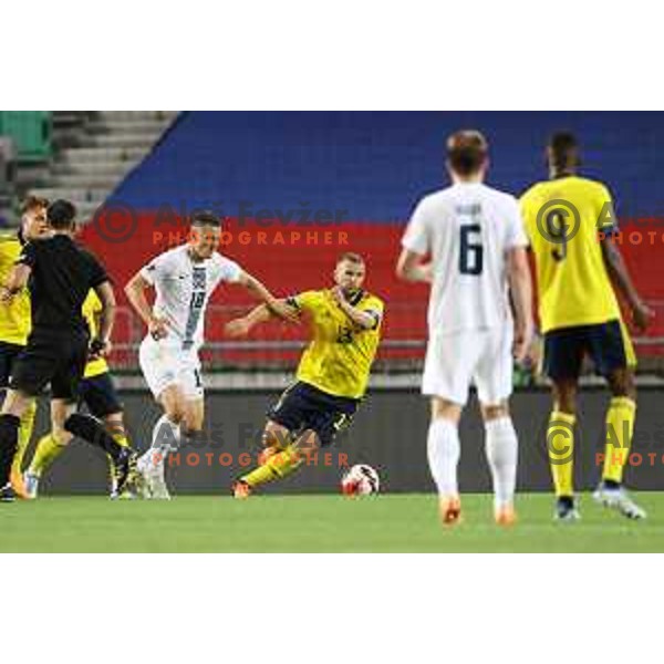 Zan Celar in action during UEFA Nations league football match between Slovenia and Sweden in SRC Stozice, Ljubljana, Slovenia on June 2, 2022