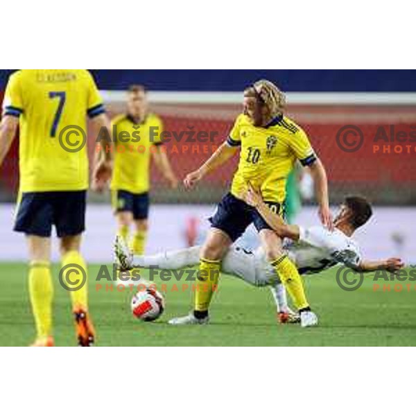 Emil Forsberg in action during UEFA Nations league football match between Slovenia and Sweden in SRC Stozice, Ljubljana, Slovenia on June 2, 2022