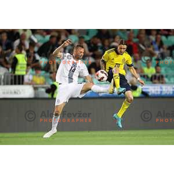 Jasmin Kurtic in action during UEFA Nations league football match between Slovenia and Sweden in SRC Stozice, Ljubljana, Slovenia on June 2, 2022