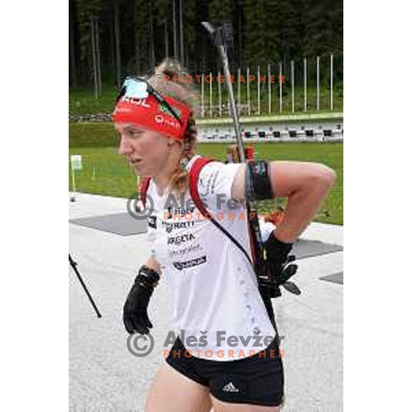 Polona Klemencic of Slovenia Biathlon team during practice at Pokljuka, Slovenia on June 7, 2022