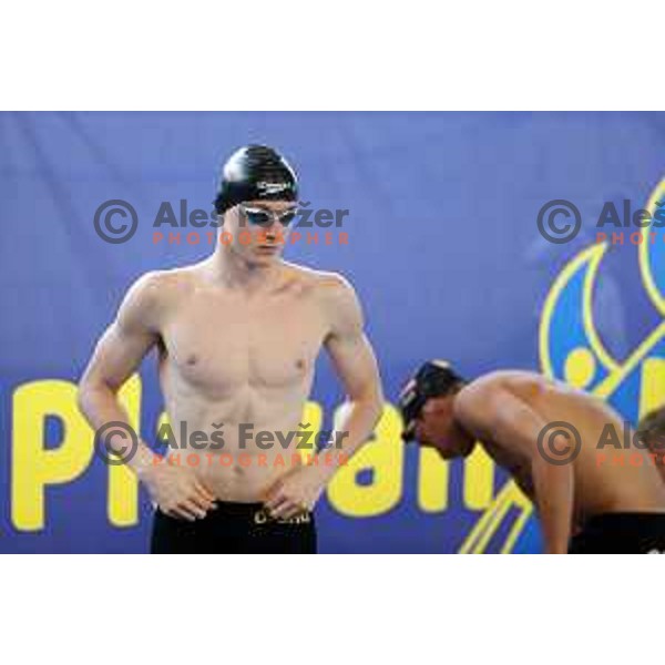 Bor Vran Benkovic competes in 100 meters butterfly at Kranj International Swimming Championship in Kranj, Slovenia on June 5, 2022