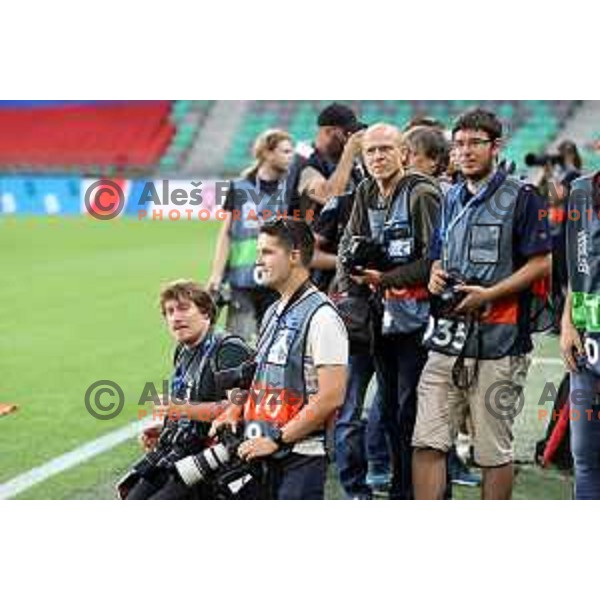 Photographers Martin Metelko, Anze Malovrh and Matic Klansek during UEFA Nations league football match between Slovenia and Sweden in SRC Stozice, Ljubljana, Slovenia on June 2, 2022