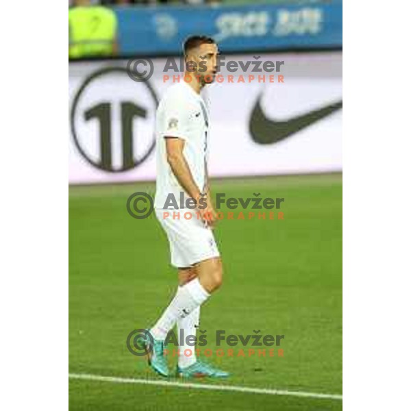Andraz Sporar in action during UEFA Nations league football match between Slovenia and Sweden in SRC Stozice, Ljubljana, Slovenia on June 2, 2022