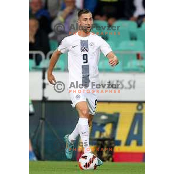 Andraz Sporar in action during UEFA Nations league football match between Slovenia and Sweden in SRC Stozice, Ljubljana, Slovenia on June 2, 2022
