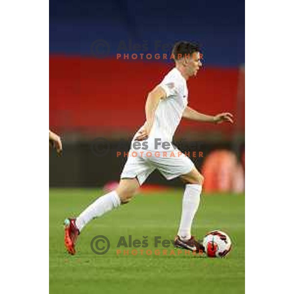 Miha Zajc in action during UEFA Nations league football match between Slovenia and Sweden in SRC Stozice, Ljubljana, Slovenia on June 2, 2022