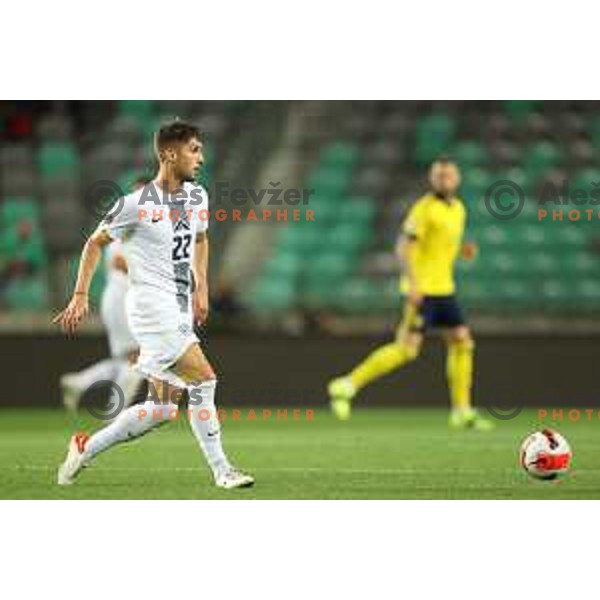 Adam Gnezda Cerin in action during UEFA Nations league football match between Slovenia and Sweden in SRC Stozice, Ljubljana, Slovenia on June 2, 2022