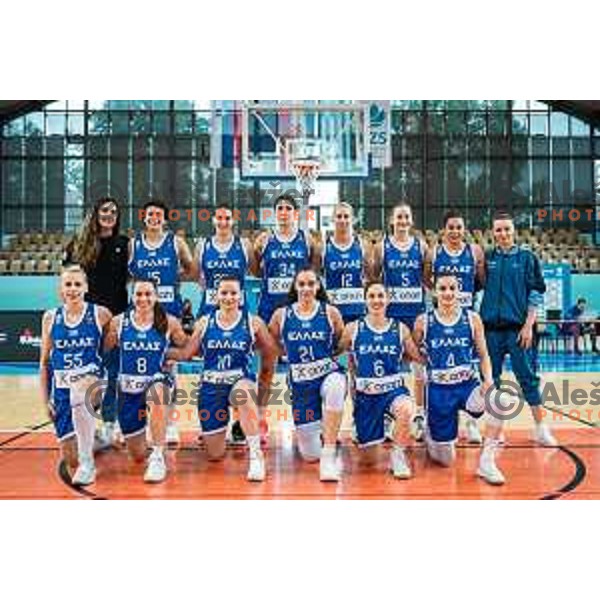 Team Greece prior to women’s friendly basketball match between Slovenia and Greece in Dvorana Lukna, Maribor, Slovenia on June 9, 2022. Photo: Jure Banfi/www.alesfevzer.com