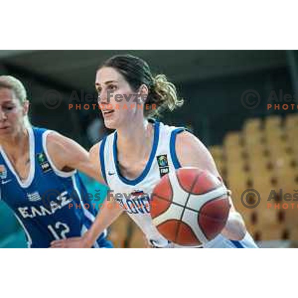 Eva Lisec in action during women’s friendly basketball match between Slovenia and Greece in Dvorana Lukna, Maribor, Slovenia on June 9, 2022. Photo: Jure Banfi/www.alesfevzer.com