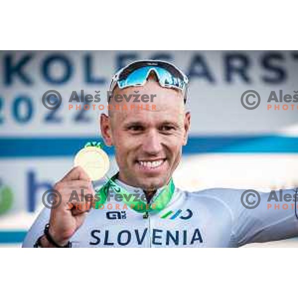 Kristjan Koren, winner of Road Race at Slovenian National Championship in Maribor, Slovenia on June 26, 2022. Photo: Jure Banfi