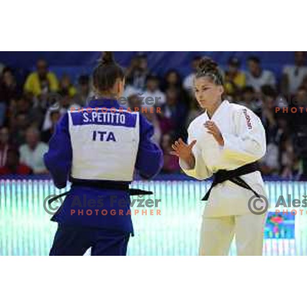 Marusa Stangar of Slovenia, winner of bronze medal in Women’s Judo -48 category at Mediterranean Games in Oran, Algeria on June 29, 2022