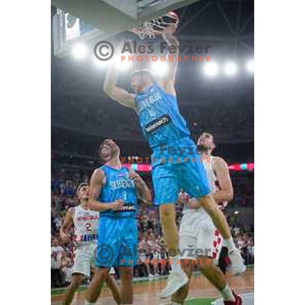 Mike Tobey in action during FIBA World Cup 2023 Qualifiers between Slovenia and Croatia in Stozice, Ljubljana, Slovenia on June 30, 2022 