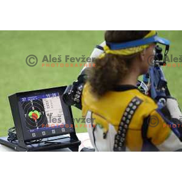 Klavdija Jerovsek (SLO) competes in Women\'s Air Rifle Shooting at Mediterranean Games in Oran, Algeria on July 1, 2022