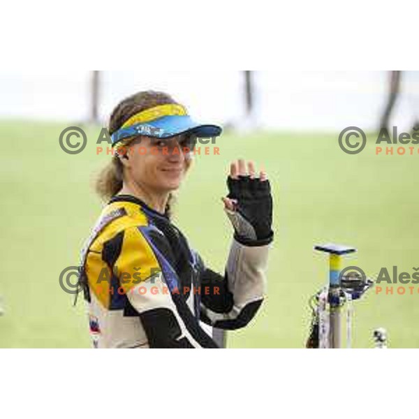 Klavdija Jerovsek (SLO) competes in Women\'s Air Rifle Shooting at Mediterranean Games in Oran, Algeria on July 1, 2022