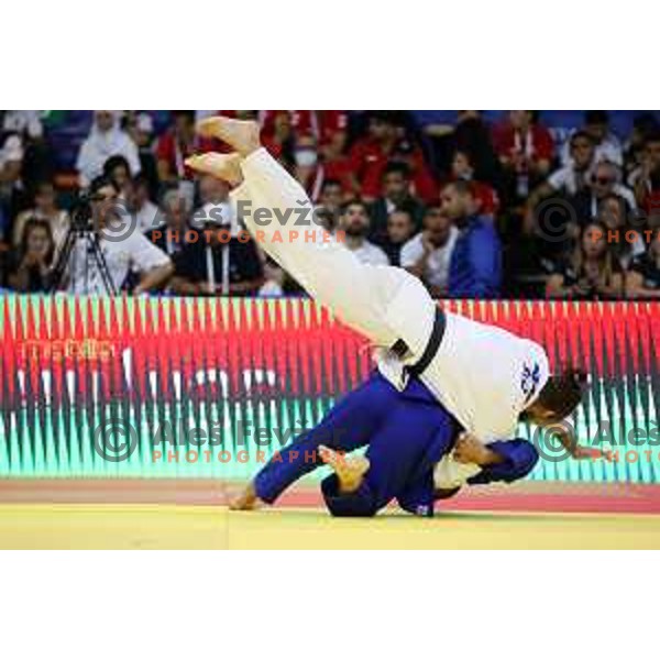 Narsej Lackovic (SLO) competes at Men\'s Judo category -100 kg at Mediterranean Games in Oran, Algeria on July 1, 2022 