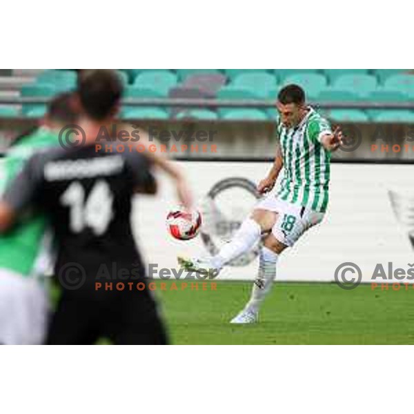 Mario Kvesic in action during UEFA Conference league qualifyer between Olimpija and Differdange in SRC Stozice, Ljubljana, Slovenia on July 7, 2022