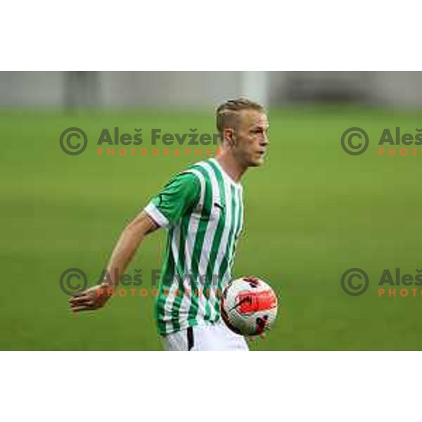 Justas Lasickas in action during UEFA Conference league qualifier between Olimpija and Differdange in SRC Stozice, Ljubljana, Slovenia on July 7, 2022