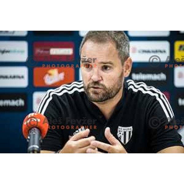 Damir Contala, head coach of Mura at the press conference during Prva liga Telemach football match between Celje and Mura in Arena z’dezele, Celje, Slovenia on July 31, 2022. Photo: Jure Banfi